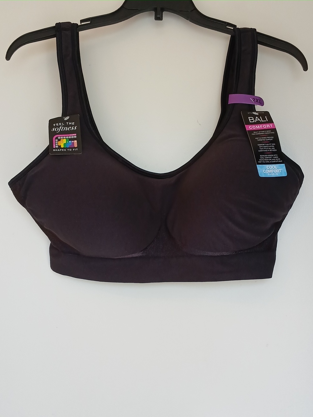Bali Cool Comfort Bra Black Size 2XL NWT